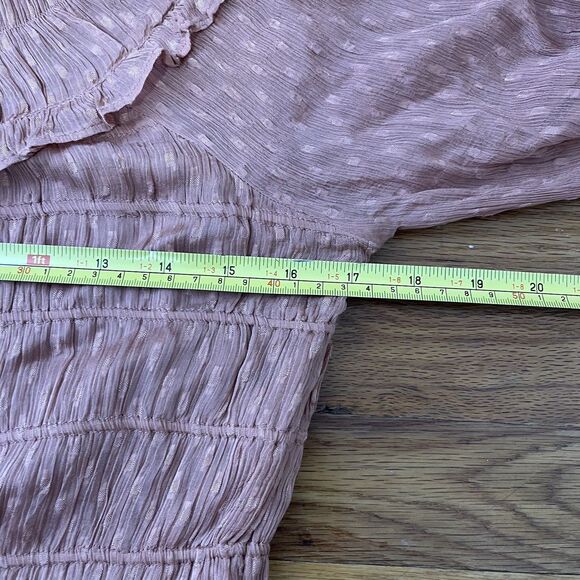 ANTHROPOLOGIE Dalia Smocked Mini Dress Size XS Rust Rose Pink Ruffle Tiered - Picture 8 of 13